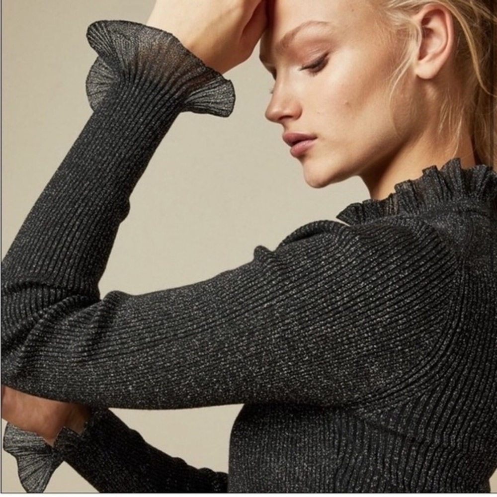 Ted Baker Glitter Detail Ruffle Sleeve Sweater